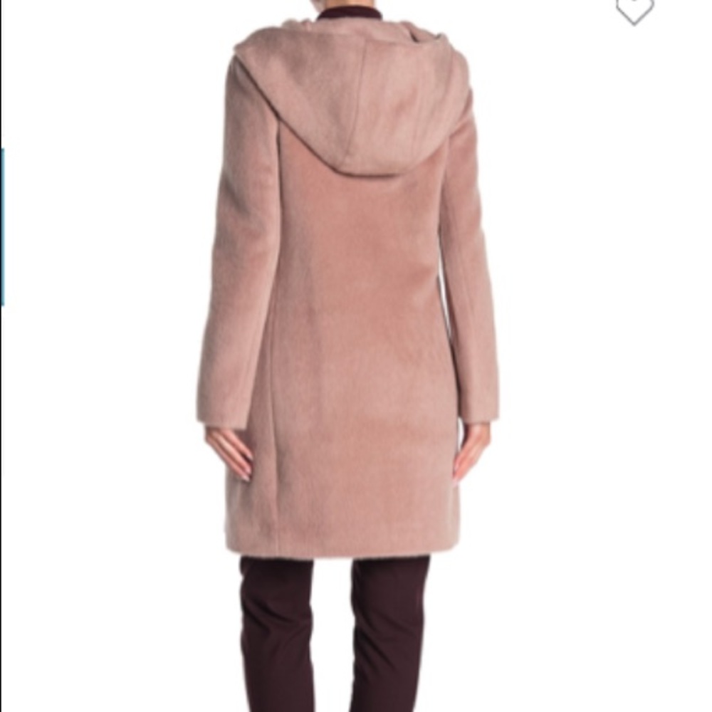 COLE HAAN Wool Alpaca Blush Pink Asymmetric Hooded Coat 10 NWT SRP $580 - Picture 8 of 15